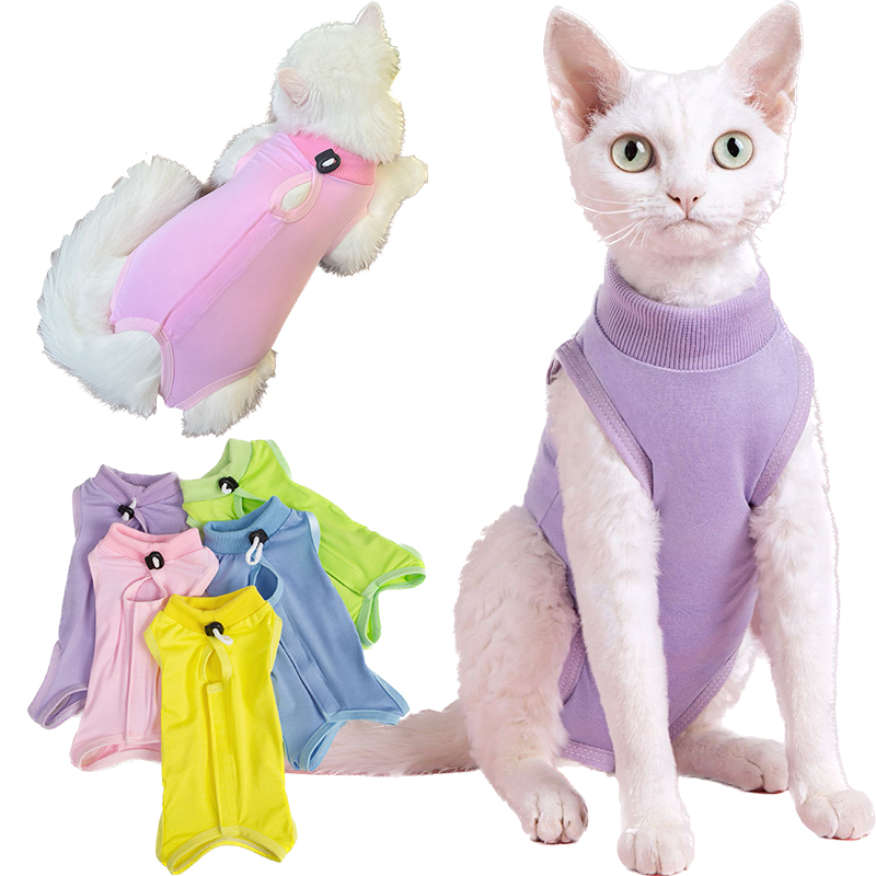 Gatos cirurgia recuperação terno para pequeno médio cão gato colete camisa para animais de estimação pijama macio após cirurgia usar roupas de recuperação anti lambendo