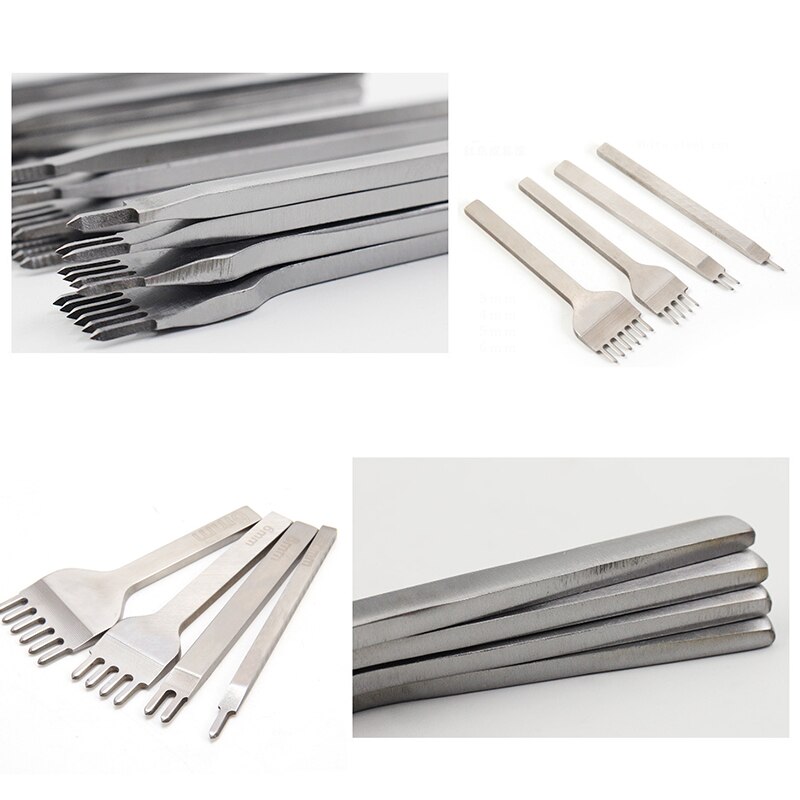 4 unidades/juego de punzones para agujeros de cuero, herramientas de Punch Craft, punzonado de acero cosido a mano, herramienta de costura de 3/4/5/6mm