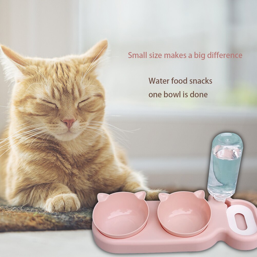 Automatic Pet Water Dispenser Double Bowl Cat Water Storage Food Container Basin Anti-overturning Waterer Feeder Pets Dish Bowl