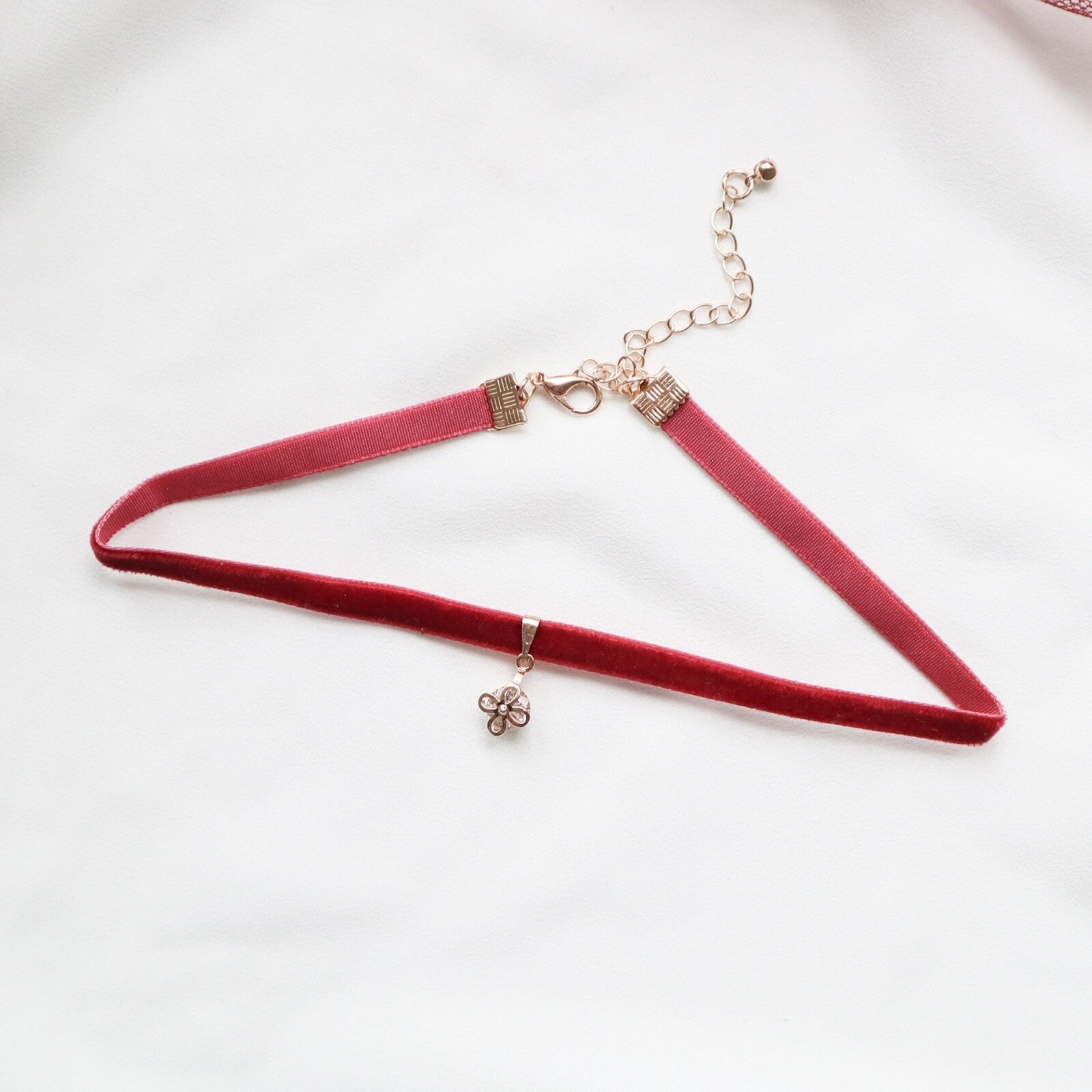 Doreen Box Velvet Choker Necklace Wine Red Rose Flower Crane Pendants Women Collar Chains Party Club Girls Jewelry,1PC: 9