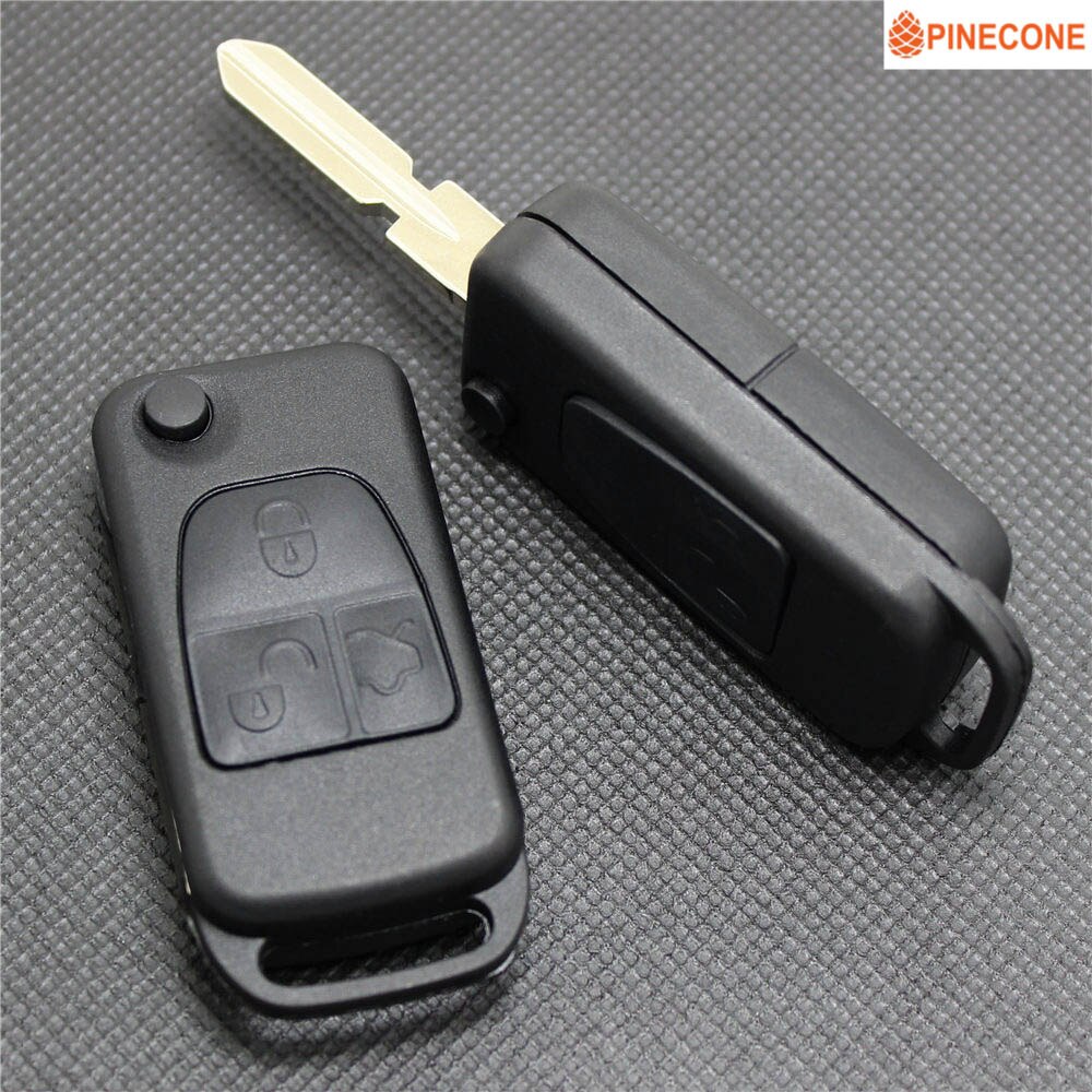 PINECONE for MERCEDES BENZ W140 C E S ML Series Key Case 3 Buttons Uncut HU39 Blade Replace Remote Car Key Fob Shell