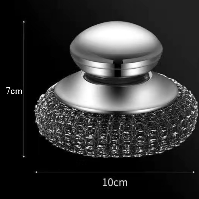 1/5Pcs Kitchen Stainless Steel Pot Brush with Handles Dishwashing Wire Ball Heavy Duty Metal Scrubber Home Pot Pan Cleaning Tool