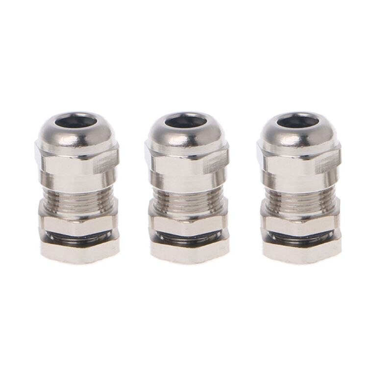 3PCS Stainless Steel PG7 3.0-6.5mm Waterproof Connector Metal Fixing Cable Gland 581C