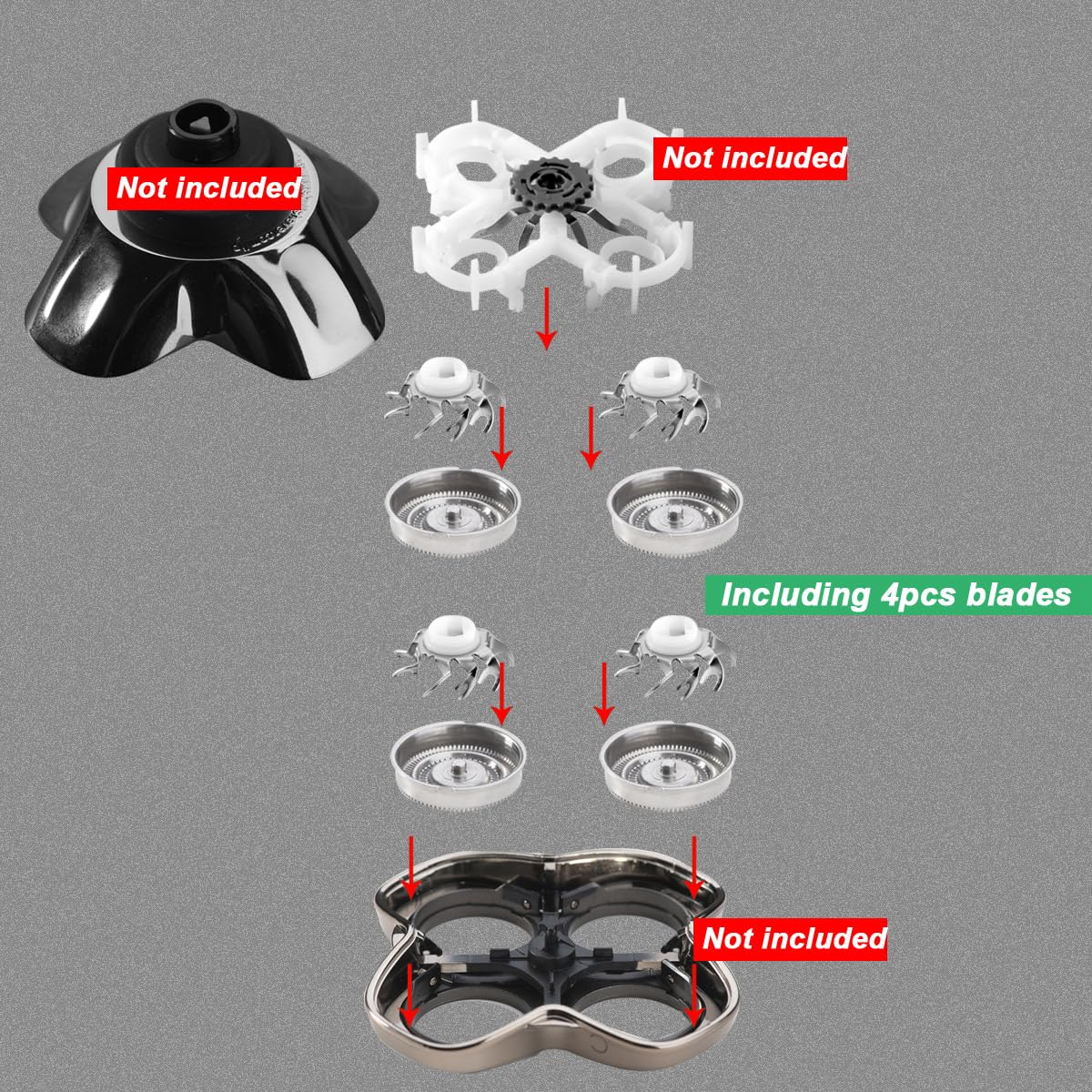 Head Shaver replacement Blades for SKULL SHAVER Pitbull Carver PRO 4 Head Electric Razor Replacement head