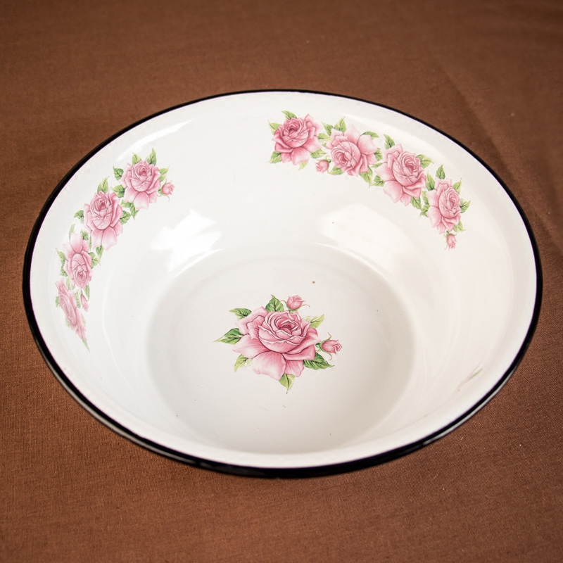 Antique Enamel Porcelain Bowl Wash Basin Chinese Traditional Totem High Power Capacity Kitchen Tableware Laundry Tub