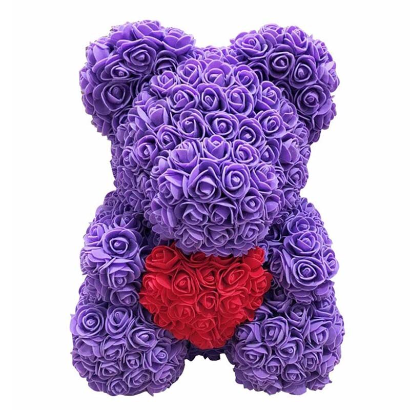 Lovely Big Red Rose Flower Bear Toys Ornaments for Valentines's Day 25cm YE