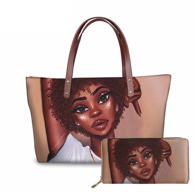 Handbags Women Bags Pan African Girl Custom mode Printing 2pcs/set Shoulder Bag&Wallet UNIA Flag Females Top-Handle Bags: style4