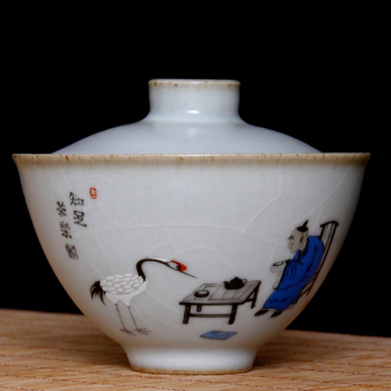 180ml kinesisk stil keramisk tekande håndmalet karakter mønster terrin te skål tekop vintage gaiwan kung fu te sæt: B