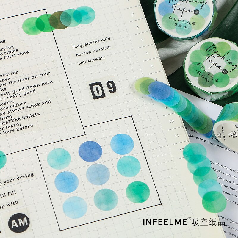 Stickers ronds colorés bonbon pour Scrapbooking, en papier coloré bonbon, ruban de décoration en Washi, papeterie créative pour fournitures scolaires, 100 pièces