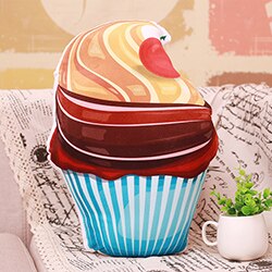 Oreiller en peluche rose pour tasse, Fruits, cerises, Biscuit, Cholocate, cœur rouge, gâteau, décoration pour dames pour filles: L Blue cup cherry