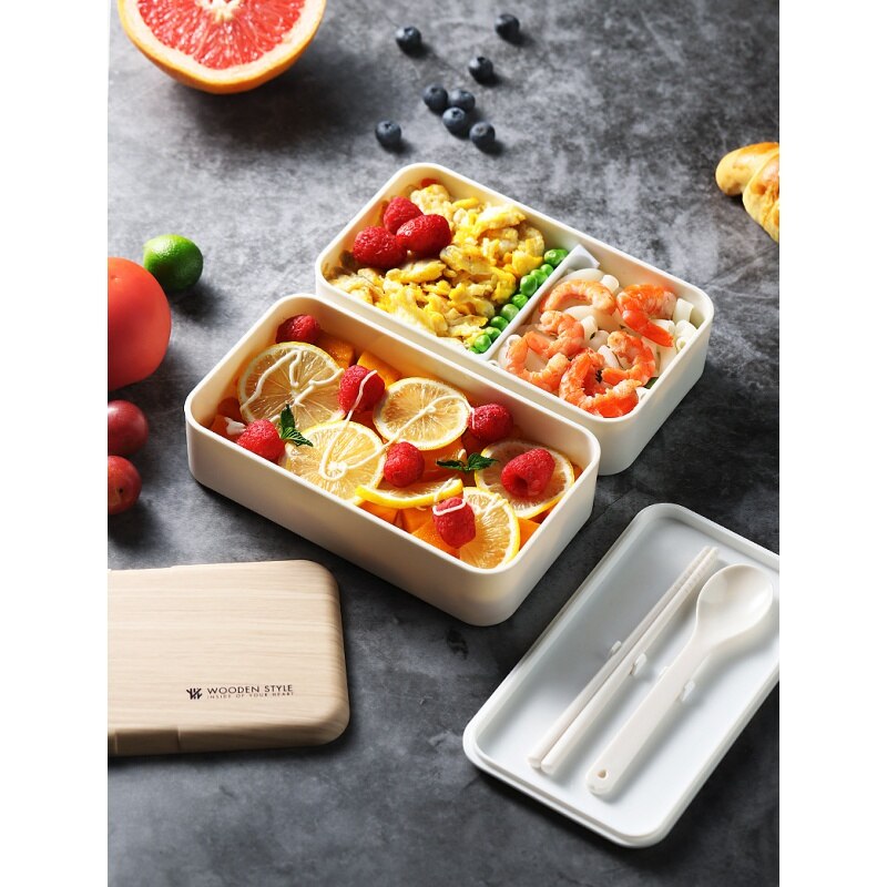 Ins Stijl Dubbele Laag Lunch Box Plastic Compartiment Bentobox Volwassen Student