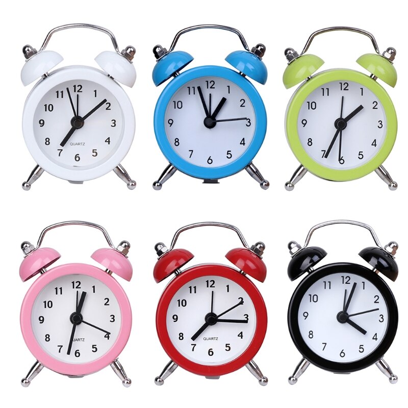 40mm Mini Metal Alarm Clock Portable Home Outdoor Lovely Cartoon Watch Retro Metal Alarm Clock Desktop