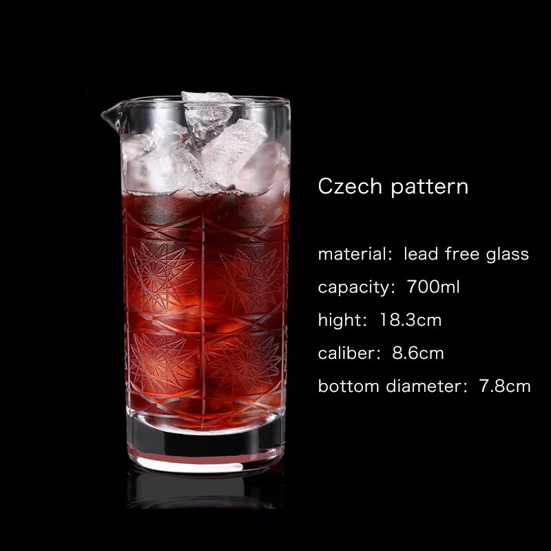 Bar Soul Mixing Cup Lead Free Glass Carving Style Hand Carved Cocktail Glass Bartender Cocktail Cups Barware: 700ml Czech pattern