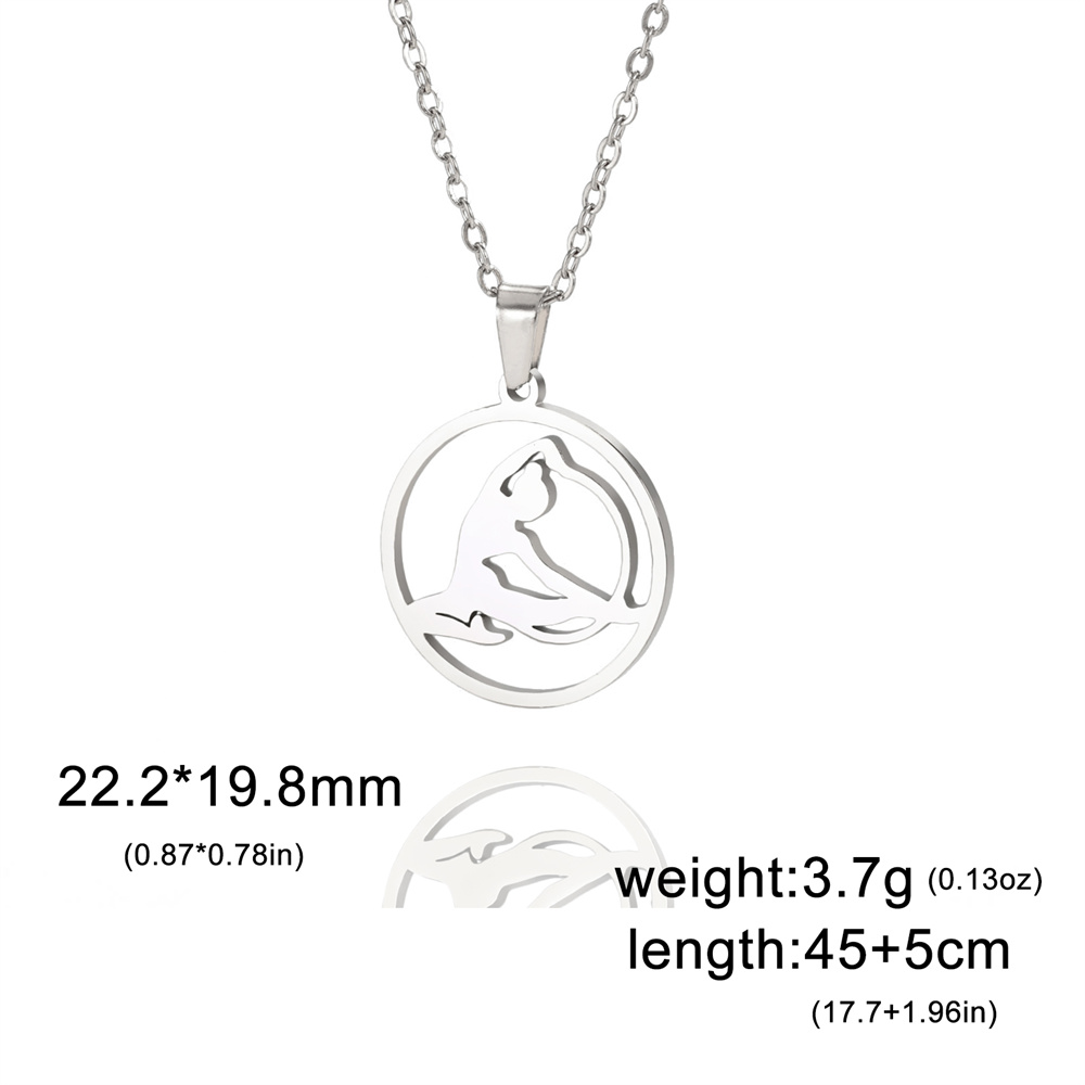 EUEAVAN-collares con colgante redondo para gimnasia rítmica, bailarina, para mujeres y niñas, collar de Yoga para gimnasta de acero inoxidable, joyería deportiva: Chapado en zinc azul