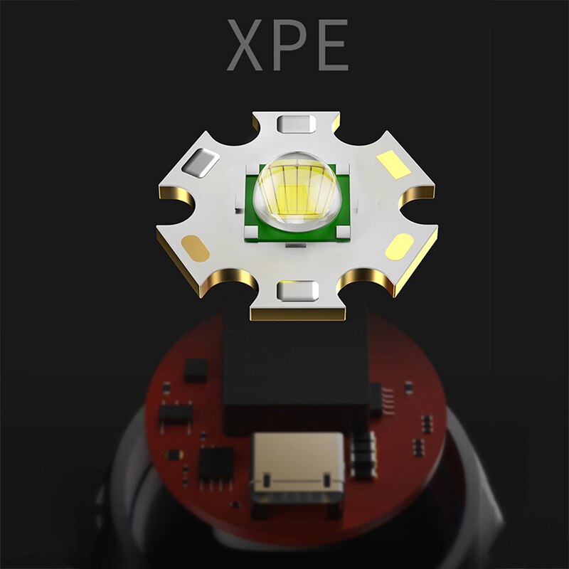 Linterna de luz potente recargable con Zoom, luz gigante brillante de xenón, fuerzas especiales para el hogar, exterior, portátil, Led luminosa
