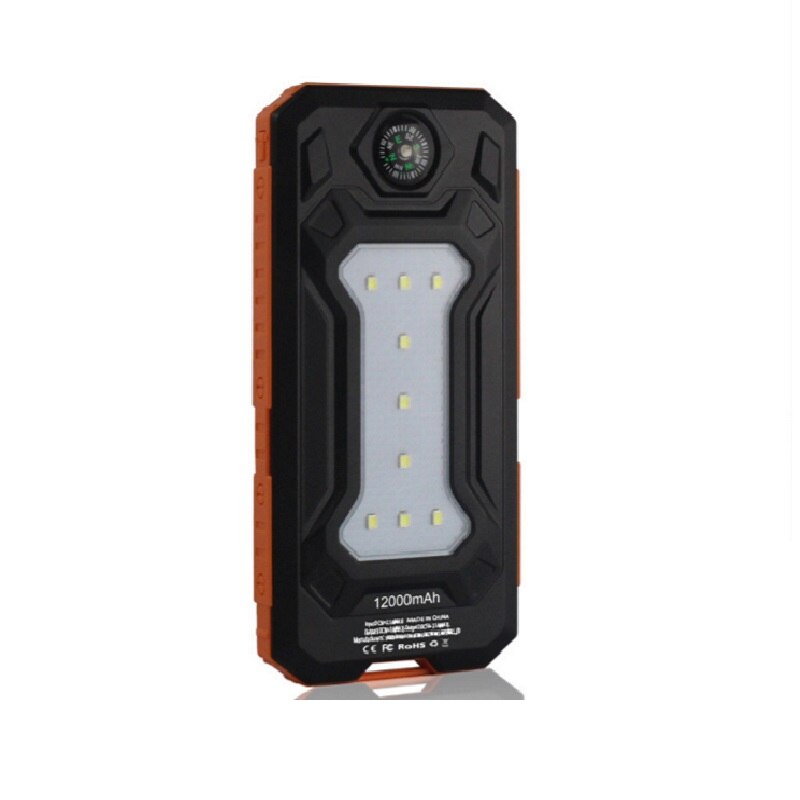 12000mAh Solar Charger Portable Solar Power Bank Outdoors Emergency External Battery for Mobile Phone Tablets With LED Light