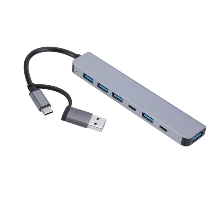 8-IN-2 USB HUB 3.0 USB-C HUB Docking Station Gbps High Speed Transmission USB Splitter Type C to USB OTG Adapter For Macbook Pro: Blue