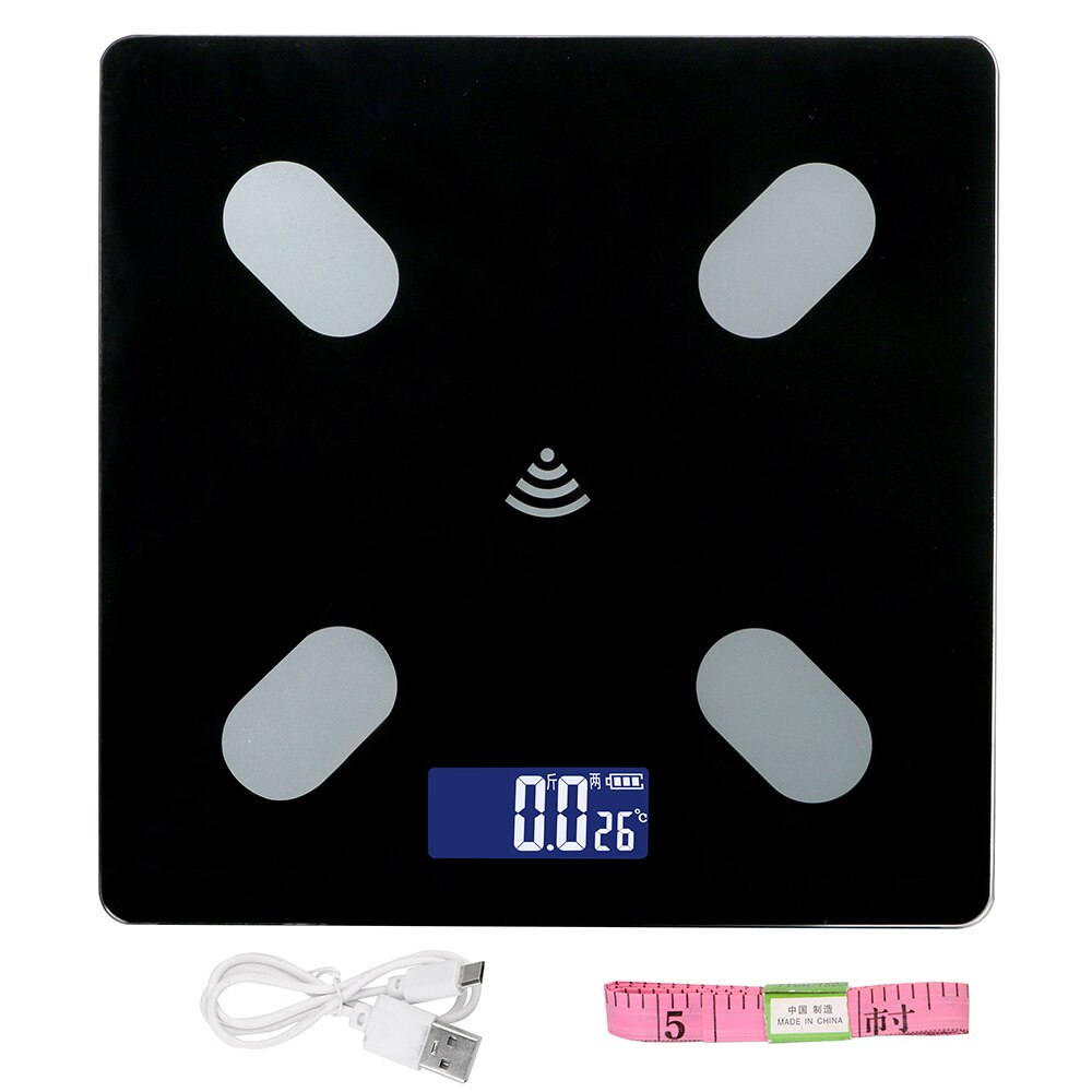 Intelligente bluetooth APP Android IOS Haushalts Waage USB Ladung LCD Digitalen Bildschirm Clever BMI Fett Skala