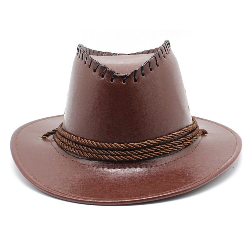 Men Cowboy Hat Western Style Cap For Male Artificial Leather Jazz Glossy Cool Boy Outdoor 56-58cm NZ0032