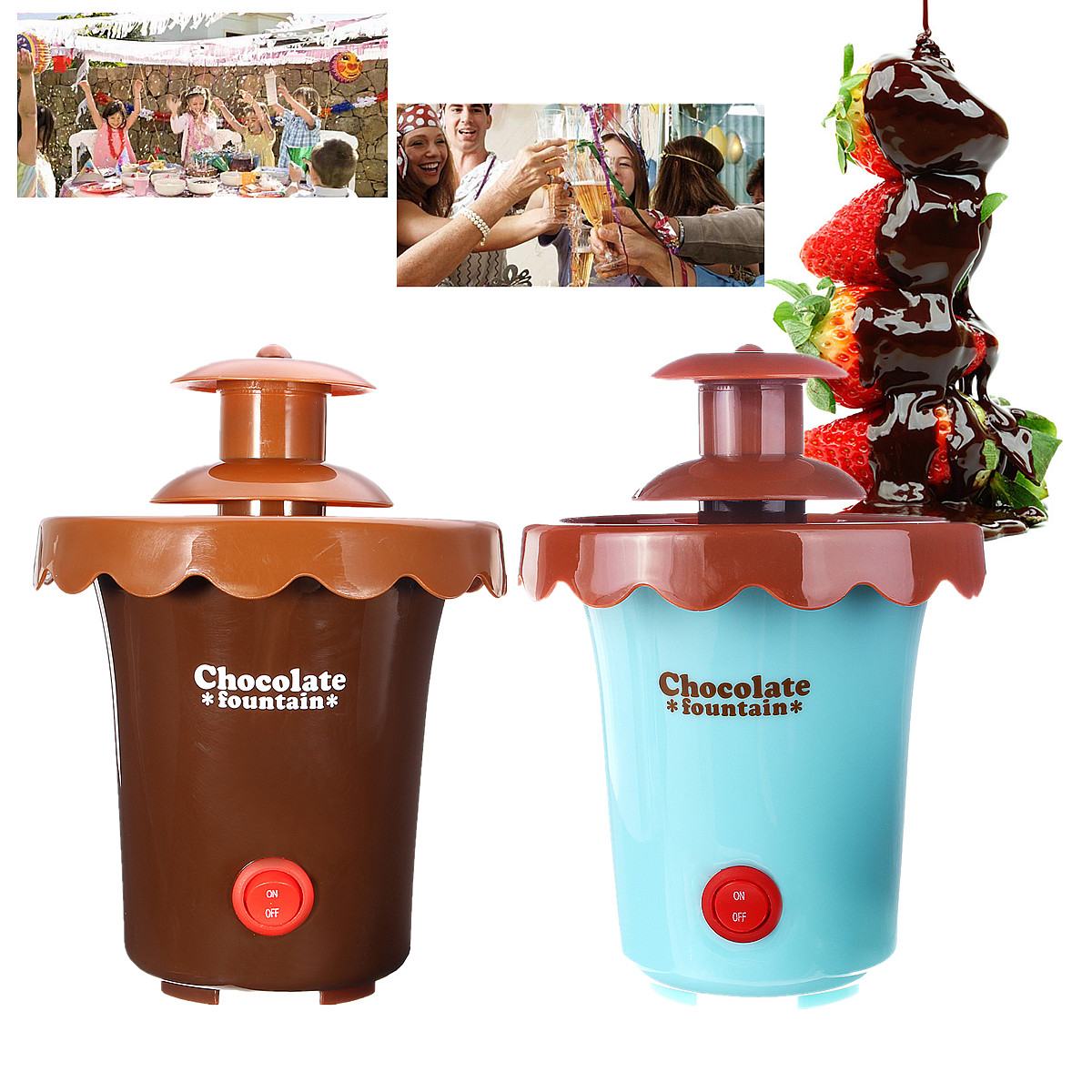 2 Tiers Mini Chocolate Fondue Maker Fountain Party Waterfall Melting Machine for Fruits Marshmallows Cookies Cake Wedding Party
