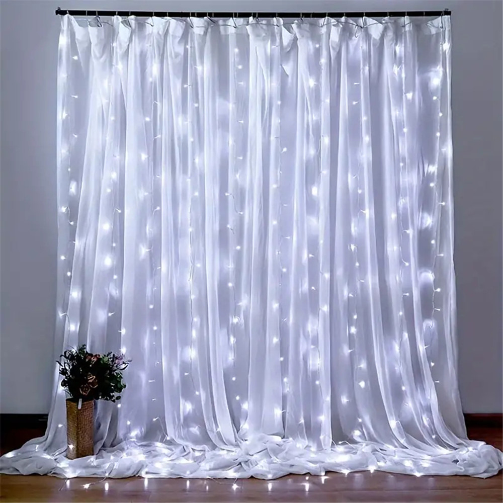 Guirnalda de luces de cortina de 3M × 6/3/2/1M, alimentación USB con Control remoto, guirnaldas de luces LED, colgante de árbol de Navidad, decoraciones para el hogar y el dormitorio