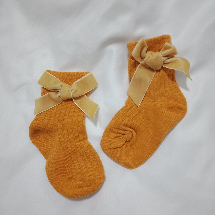 Tjejer tubstrumpor höst vår prinsessa spets rosett barn barn strumpor passar 1-10 år 1 par /2 st: Orange / S (1-3t)