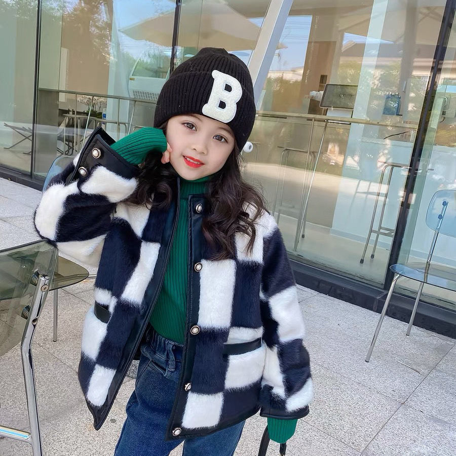 Mode Kinderen Meisjes Herfst Winter Lange Mouw Plaid Parka Faux Fur Jas Baby Kleding Thicken Hooded Warm Uitloper Jas