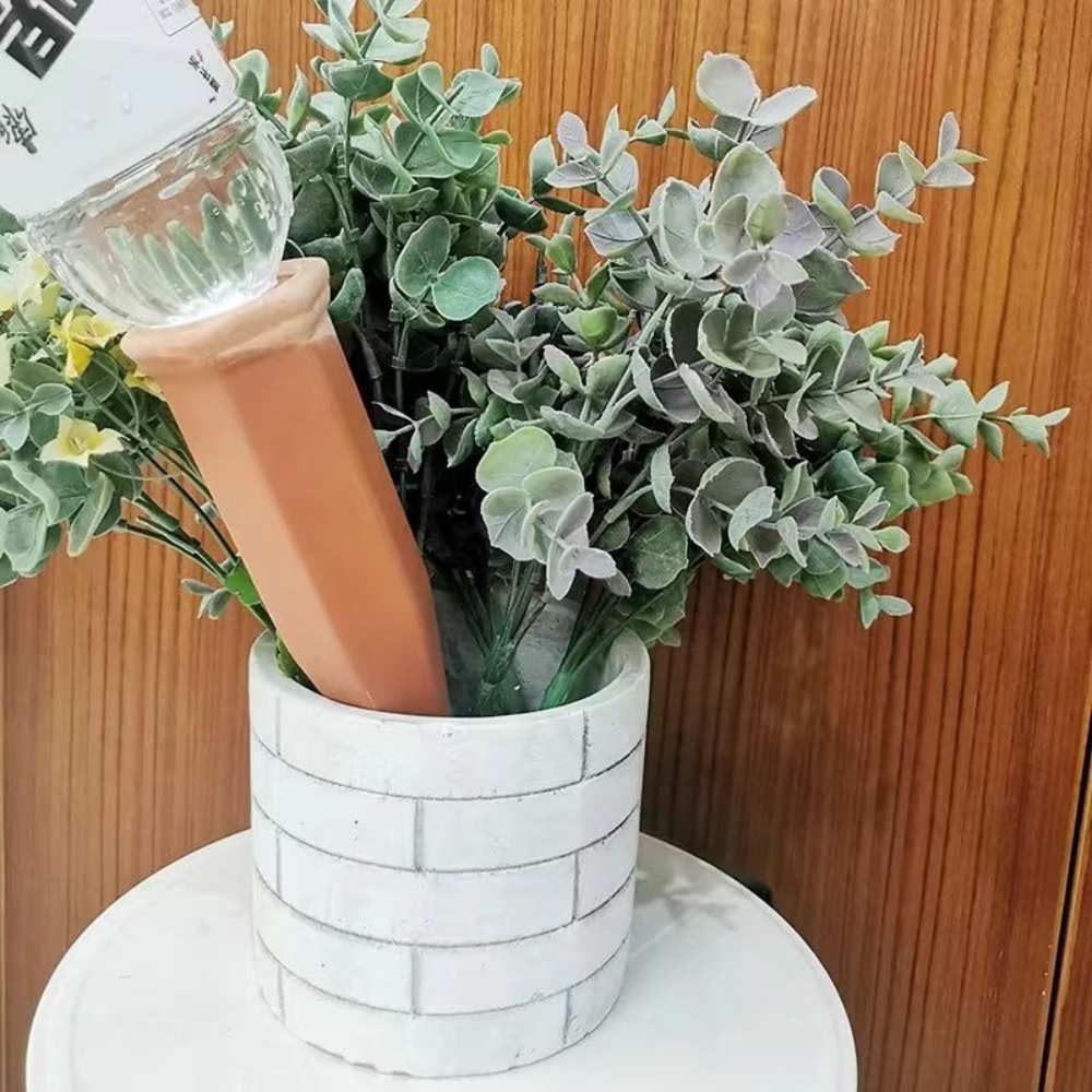 Plant Self-Watering Stake Garden Terracotta Water Dripper Spike Cone Shaped Clay Auto-Water Irrigation System For Indoor/Outdoor