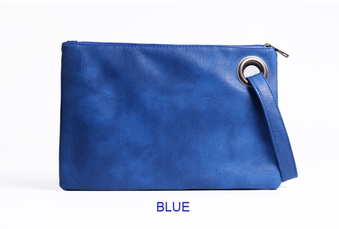 Clutch Bag Eenvoudige Retro Dame Handtas Mode Grote Capaciteit Clutch Rits Envelop Tas: Blauw