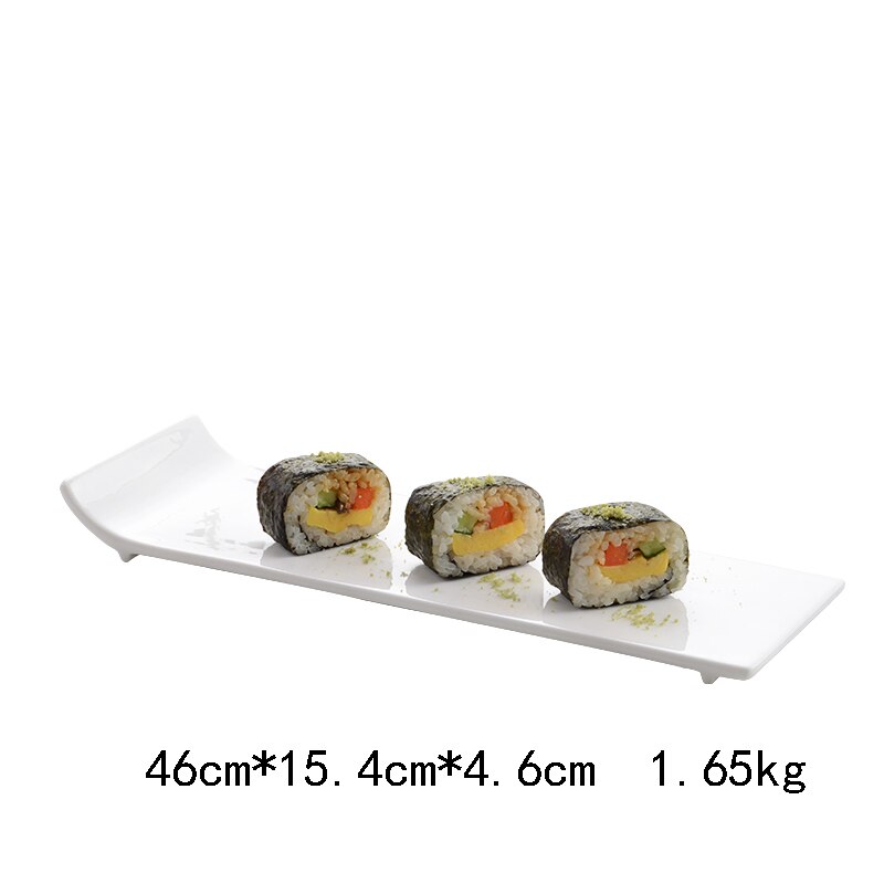 Pure white hotel tableware ceramic flat plate warped side plate rectangular flat plate sushi plate cake plate western-style plat: F