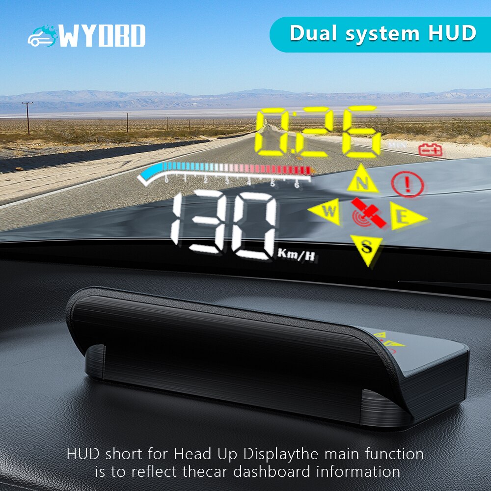 2022 HUD M17 obd head up display OBD2 GPS Dual System Windshield Speed Projector Security Alarm Water temp Overspeed RPM