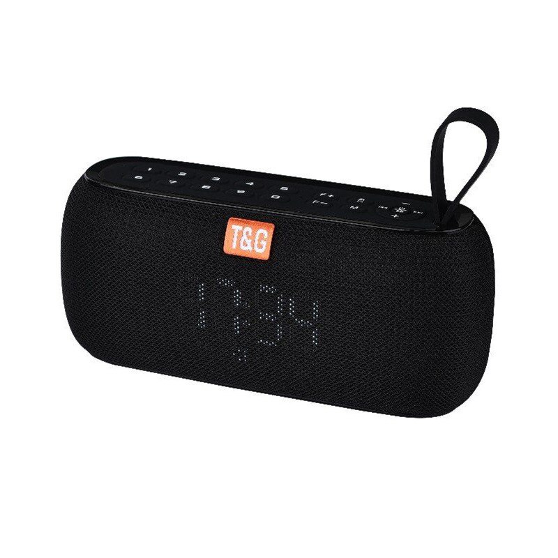 Portable Speakers Bluetooth Wekker Temperatuur Display Bass Digitale Kiezen Lied Waterdichte TG177 Draadloze Luidspreker: Black