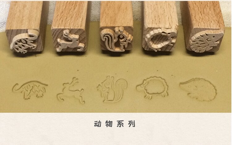 Pottery Ceramic Tool Wood Texture stamp Pure Solid Wood Printing Tool Ceramic Clay Sculpture Kneading Printing Chop W-1: Animal Series 5pc