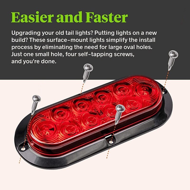 4Pc 6 Inch Amber Oval LED Trailer Tail Light Kit Marine Trailer Lights for Boat Trailer RV Trucks