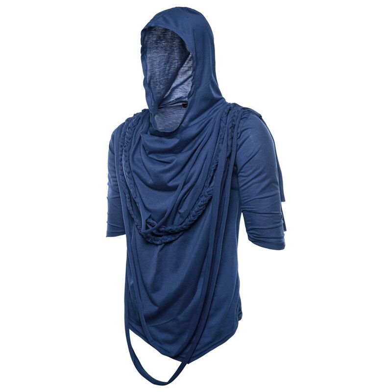 Eli 22 män bomull t-shirt jogger sportig skinny t-shirt manliga gym fitness bodybuilding träning vita toppar kläder: M / Marinblå