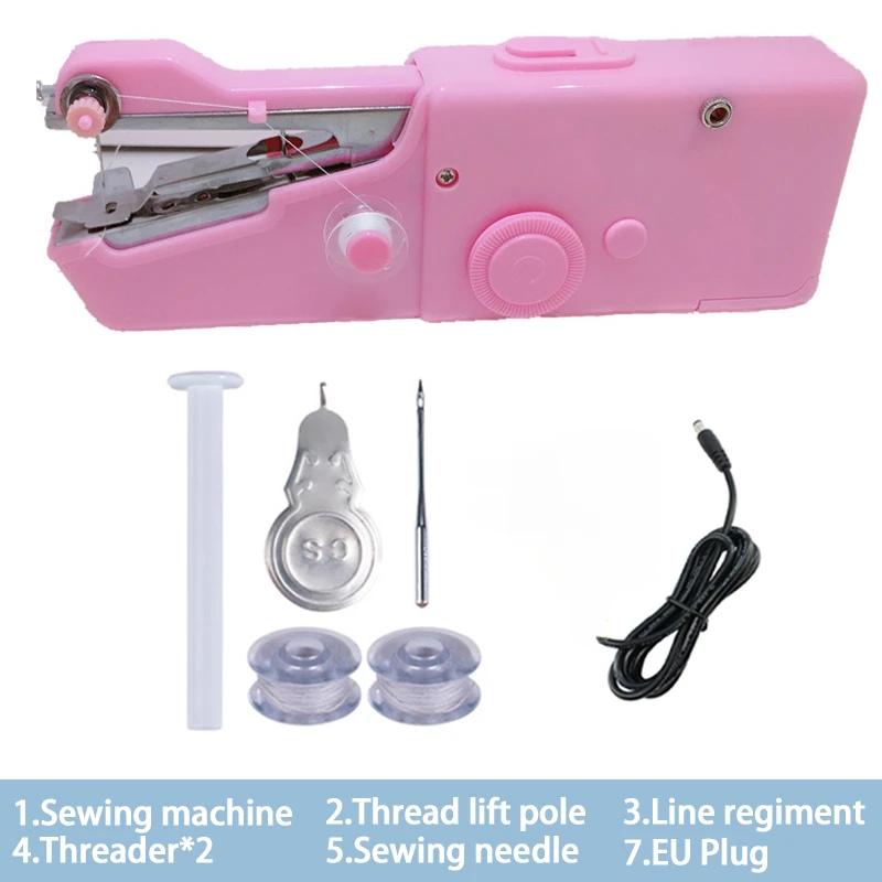 Máquina de costura manual portátil, sem corda, elétrica, construção rápida, suprimentos de vestuário diy, artesanato, jardim doméstico, bordado: Branco