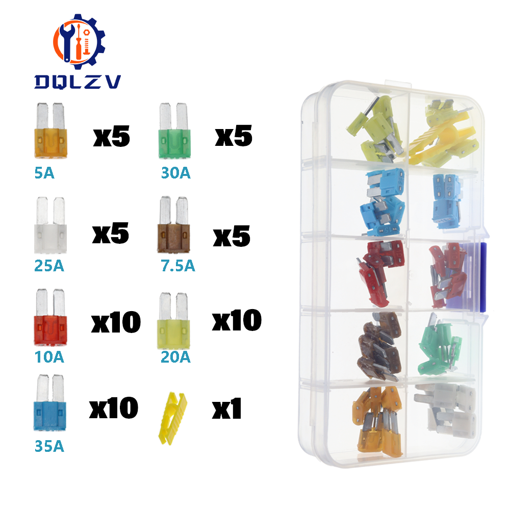 Fusible de coche 5/7, 5/10/15/20/25/30/35/40A Mini/pequeño/mediano 32V tipo hoja automotriz fusible de aleación de Zinc con Clip de caja: Verde