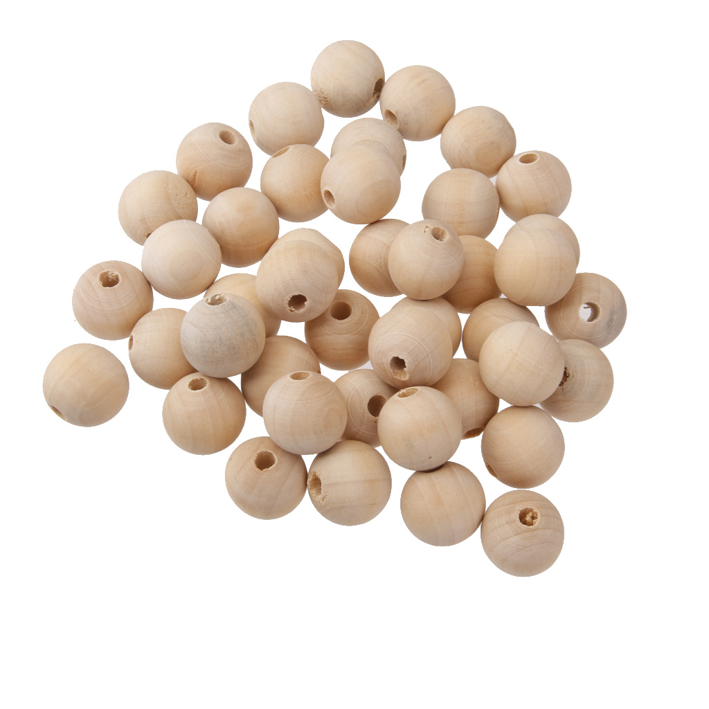 Fityle 50 Uds. Cuentas artesanales de madera Natural sin pintar DIY costura joyería hacer hallazgos artesanía para la decoración de la del hogar