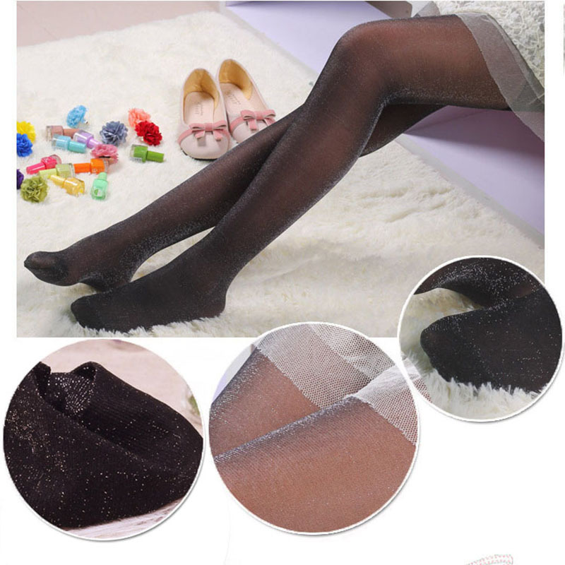 Collant Ultra-fin à paillettes pour femmes, en soie, argenté, brillant, printemps