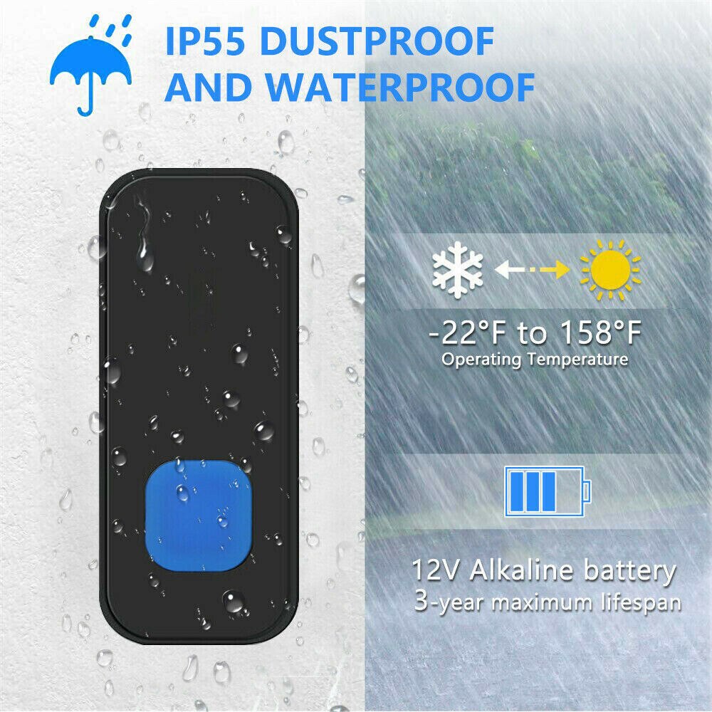 Wireless Door Bell Doorbell Set Digital Remote Control 2 Receivers 55 Chimes Waterproof smart Door Bell