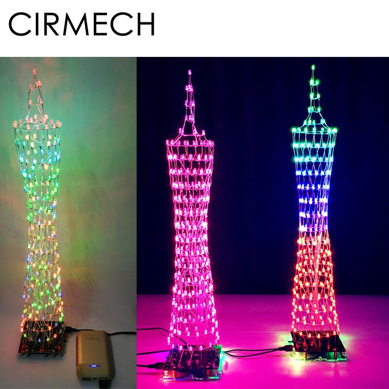 CIRMECH Colorfull LED Cube Canton Tower DIY Suite Full color LED Light Canton Tower electronic DIY kits