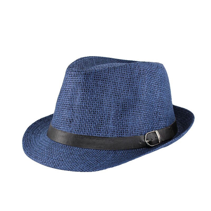 Miaoxi voksne mænd solhat sommer unisex solid afslappet hat sommer stråhætte ferie kvinder hatte motorhjelm sn -007: Blå