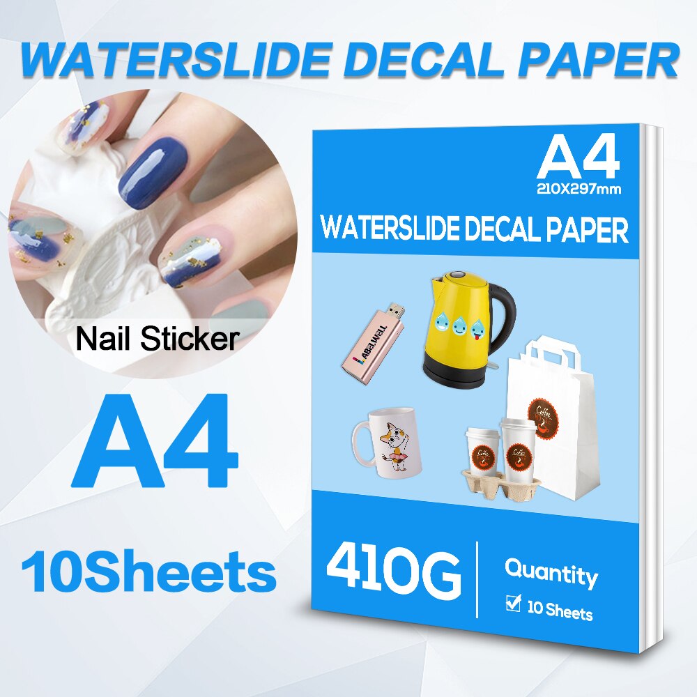 10Sheets Inkjet Water Slide Decal Transfer Paper A4 Waterslide Decal Paper for Inkjet Printer Transparent Printing Paper DIY Cup: Default Title