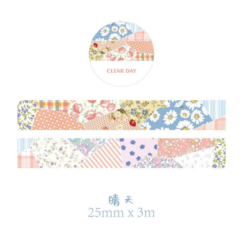 1 Roll Bloemen Washi Tape Decoratie Roll Diy Decoratieve Sticky Paper Masking Tape Zelfklevende Tape Plakboek Doorschijnend Tape: CLEAR DAY