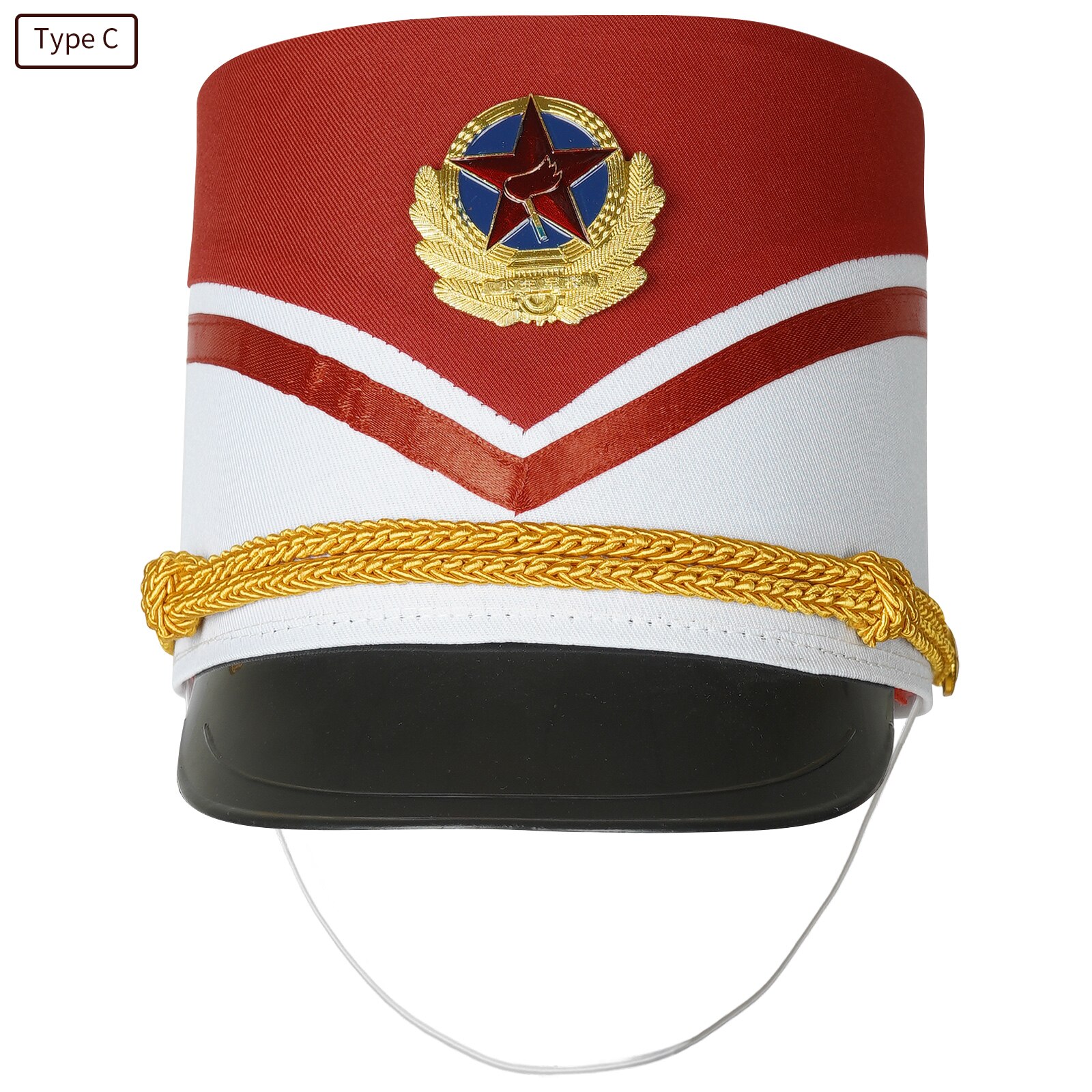 British Royal Guard Drum Head Hat Kid AdultHalloween Cosplay William Soldiers Students Brass Band Honor Guard Flag-Raiser Hat: Type C Red