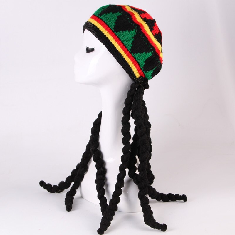 Uutuus talvi jamaikalainen rasta hattu peruukki rastatukka karibialainen baretti lippis villa neuloa tanssiesitys halloween hatut miehille naisille