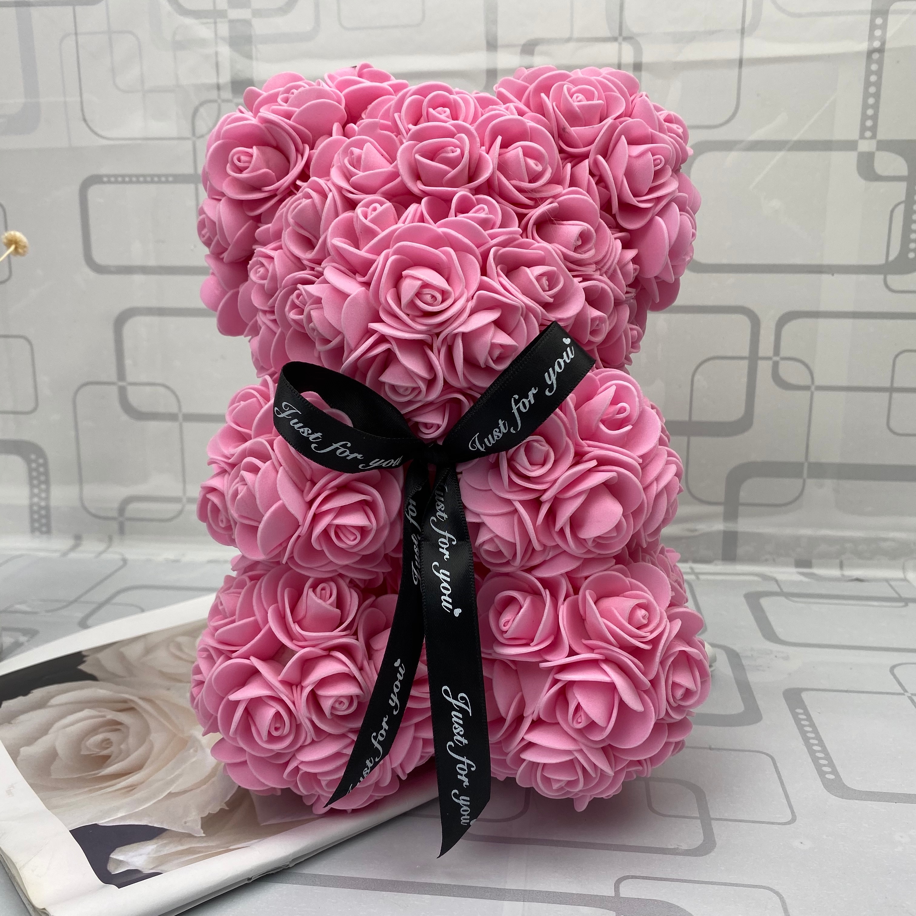Valentinsdag dag 25cm rød rose bamse rose blomst kunstig dekoration jul kvinder valentinsdag