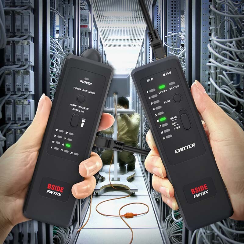 Bside fwt 8x netværkskabel tracker detektor  rj11/45 lan ethernet telefon wire tester finder telekom værktøj elektrificeret arbejde 60v