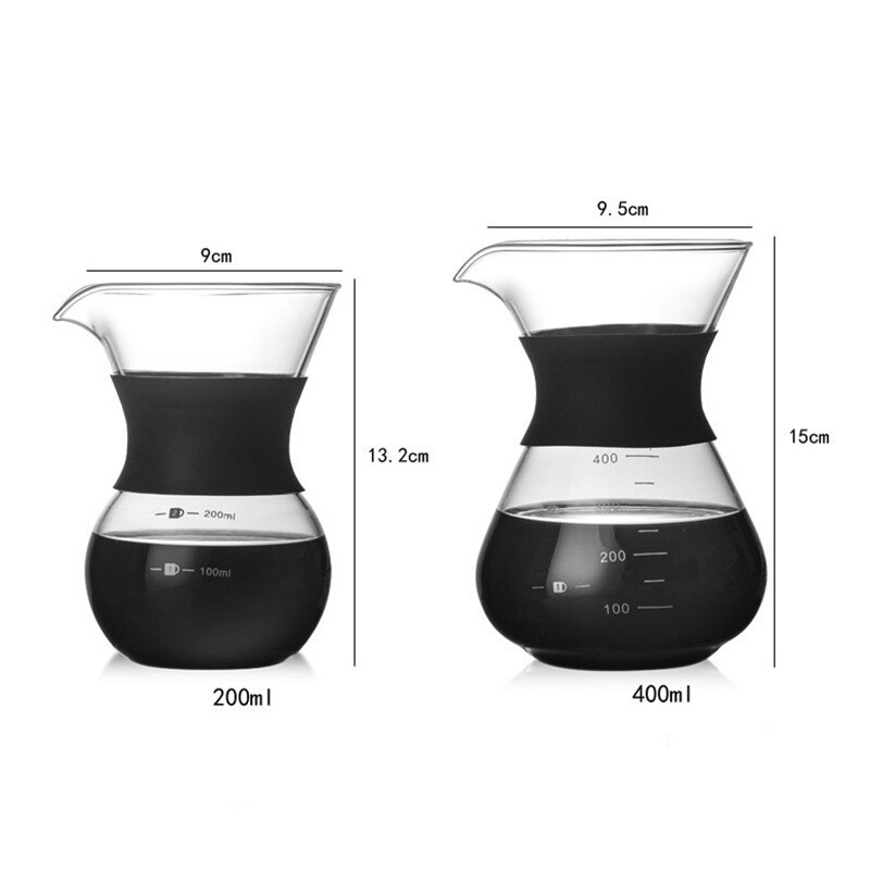 Glass Coffee Pot With Stainless Steel Filter Drip 200ml 400ml Coffee Pot Dripper Barista Pour Over Coffee Maker