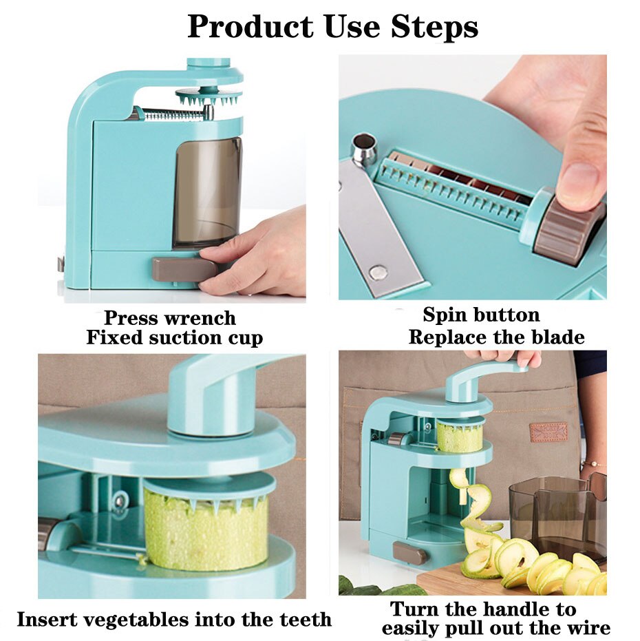 Spiralizer vegetal slicer com 4 lâminas rotativas slicer cortador massas espaguete abobrinha macarrão fabricante